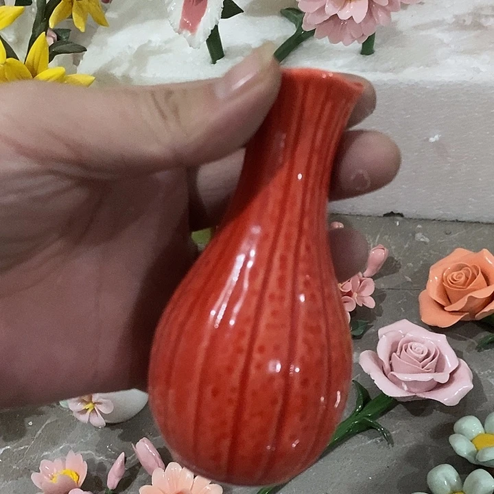 瓷片纯手工陶瓷花摆件1瑕