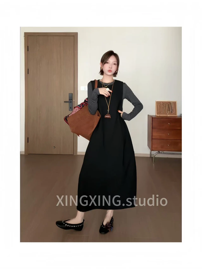 X.x.法式简约高级感休闲连衣裙女气质显瘦背心裙子2073