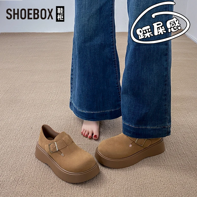 SHOEBOX鞋柜厚底勃肯鞋女款春季新款女鞋全包博肯鞋子休闲单鞋子