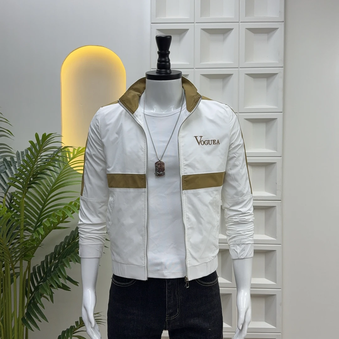 201春秋外套男立领拼色刺绣潮流韩版男士夹克痞帅个性网红上衣