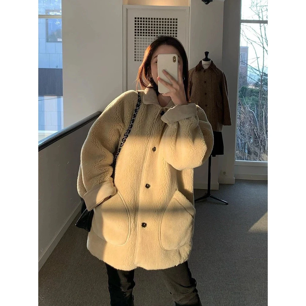 【韩原】冬季新款韩国设计师eth*s复古立领大口袋外套