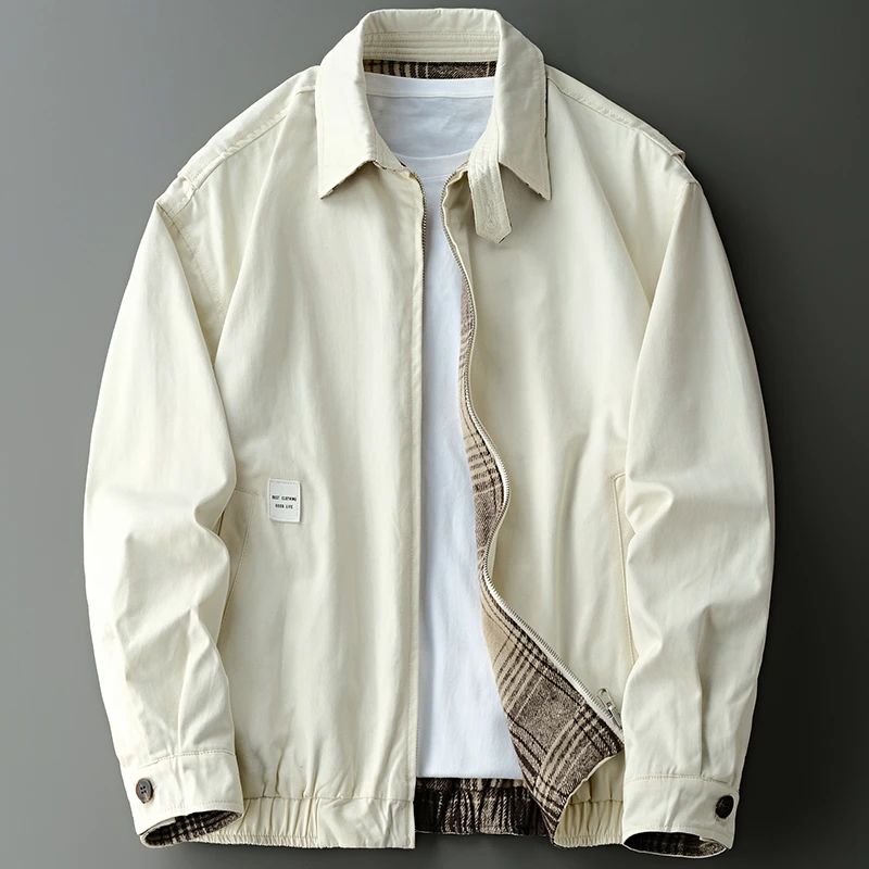 恩密比韦秋季时尚休闲夹克男美式潮牌复古宽松两面穿飞行服外套