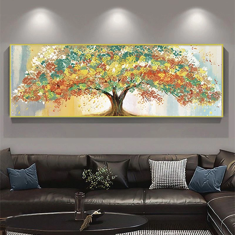 【Y起】晶瓷镶钻生命之树沙发背景装饰画轻奢奶油风背景画70200