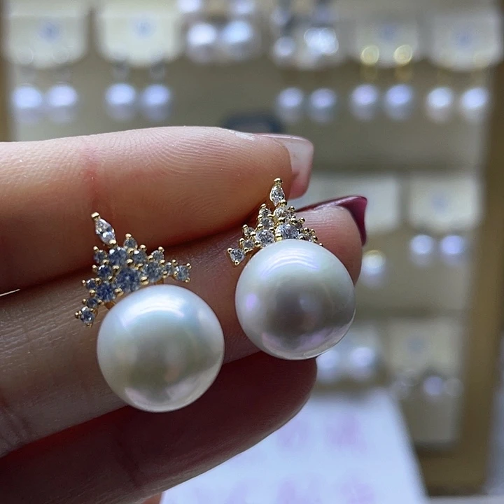 淡水珍珠耳饰银S925镶嵌