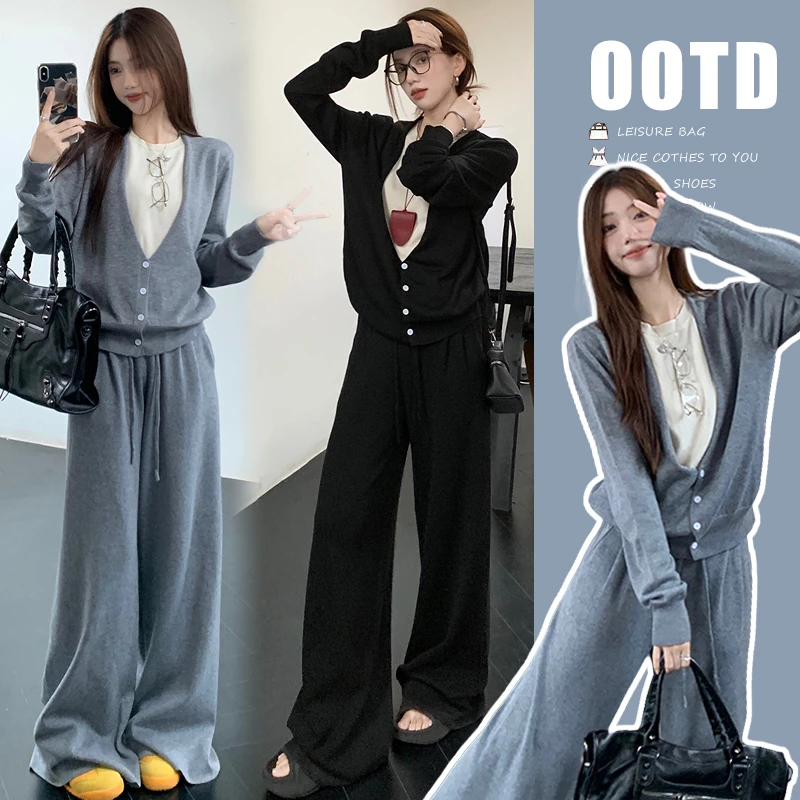 秋装孕妇装洋气时髦爆款假两件长袖上衣搭配阔腿裤慵懒风时尚套装