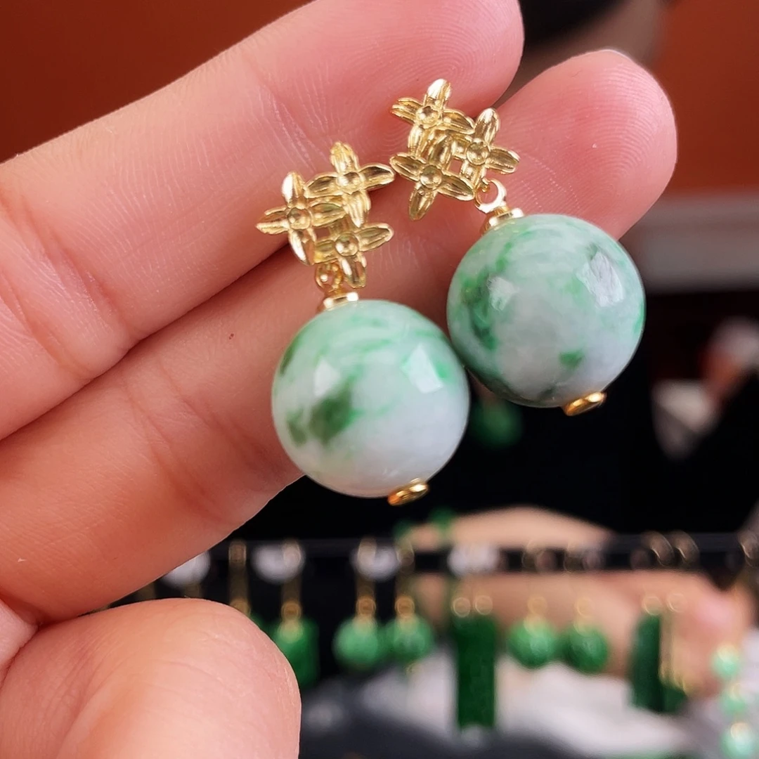 翡翠未镶嵌耳饰饰品