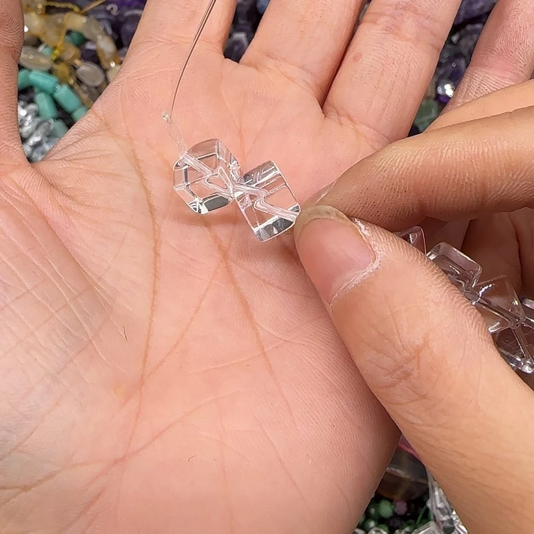 玛瑙/玉髓合金珠宝半成品白水晶对角12mm2颗