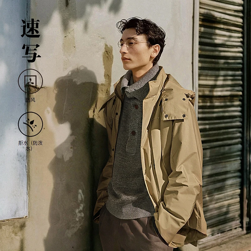 速写男装秋冬新款休闲羽绒服宽松短款连帽时尚潮流外套9OAC12710