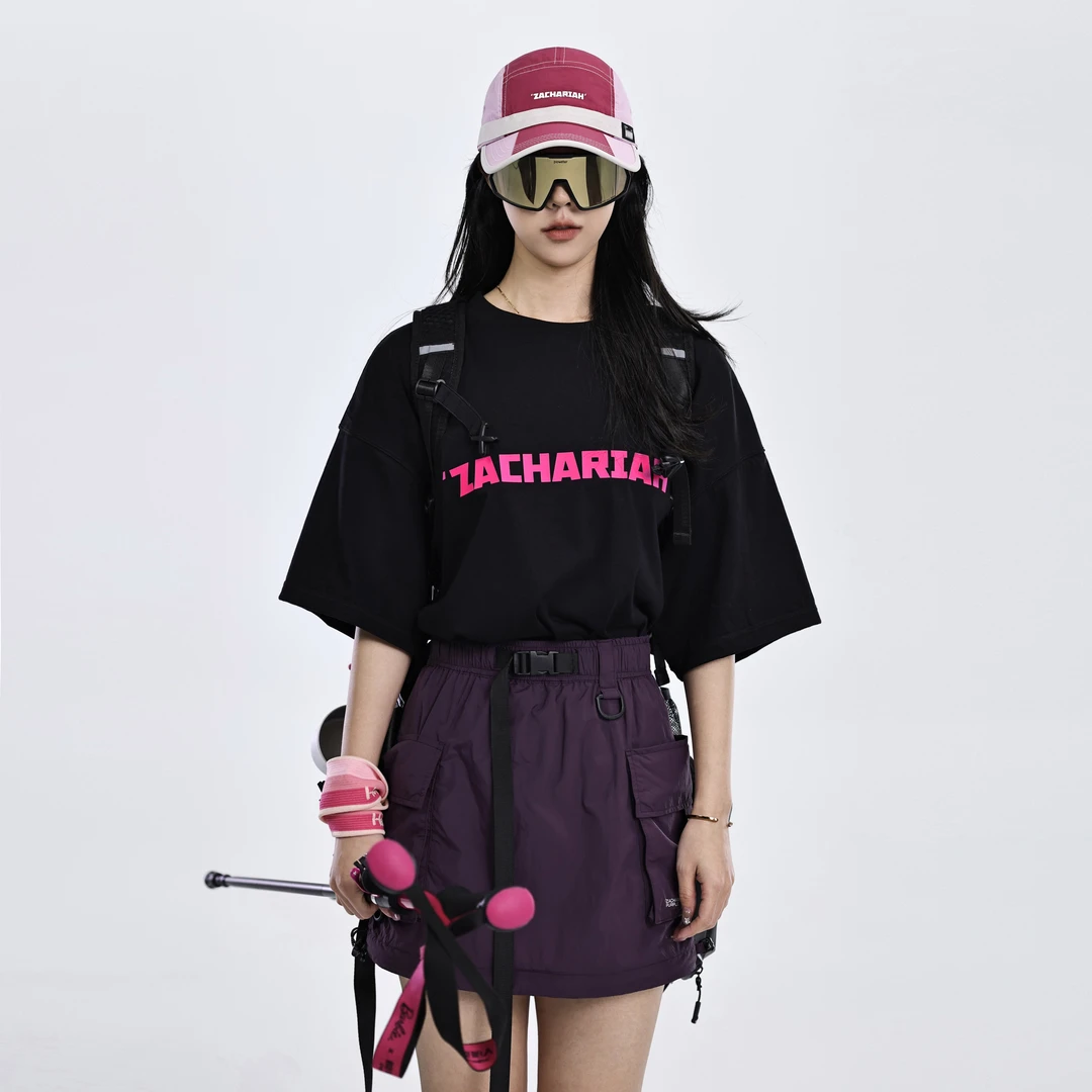 ZACHARIAH【黑莓粉】轻户外凉感吸湿短袖排汗抗菌轻量宽松五分袖T恤