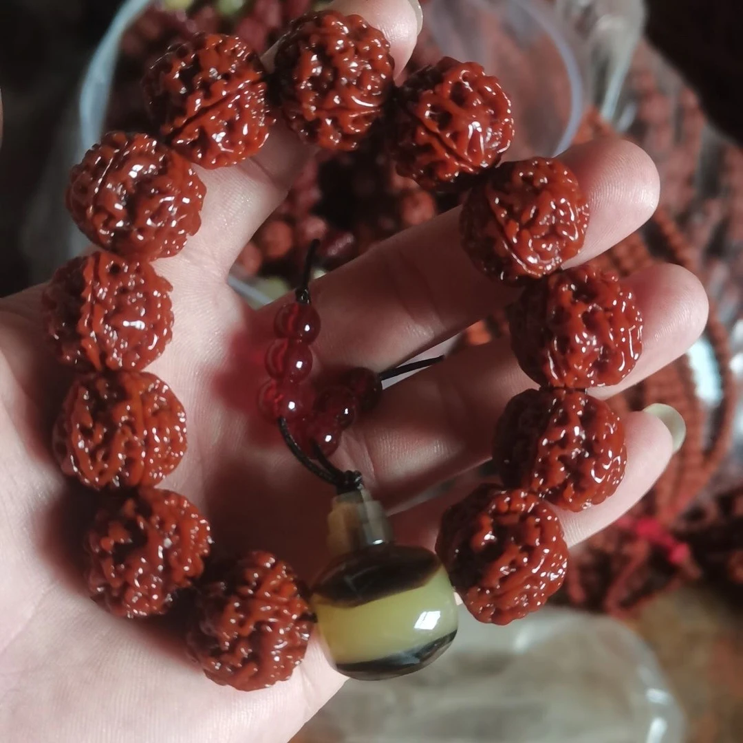 尼泊尔满肉大金刚五瓣爆肉菩提手串男士菩提子文玩佛珠手串