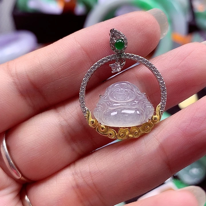 翡翠银S925镶嵌颈饰翡翠