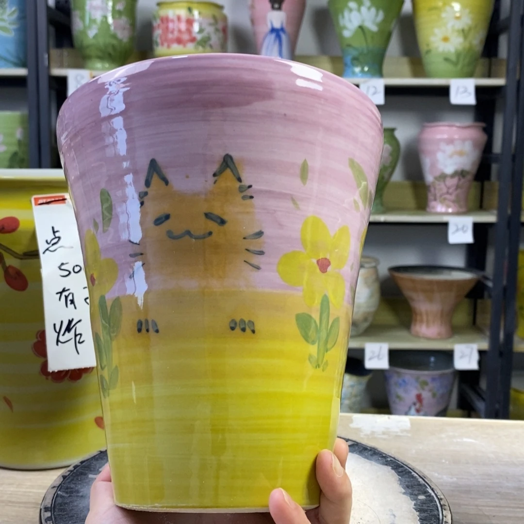 景德镇手工手绘陶瓷花盆