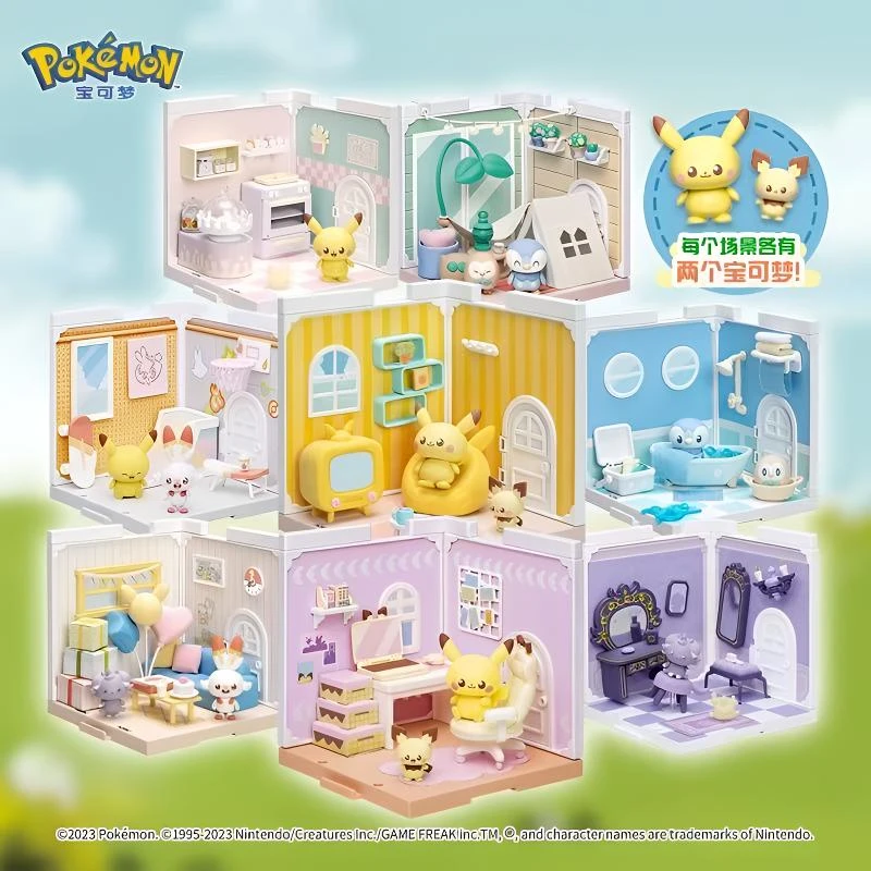 宝可梦Poképeace小屋场景摆件皮卡丘皮丘波加曼木木枭炎兔儿妙喵