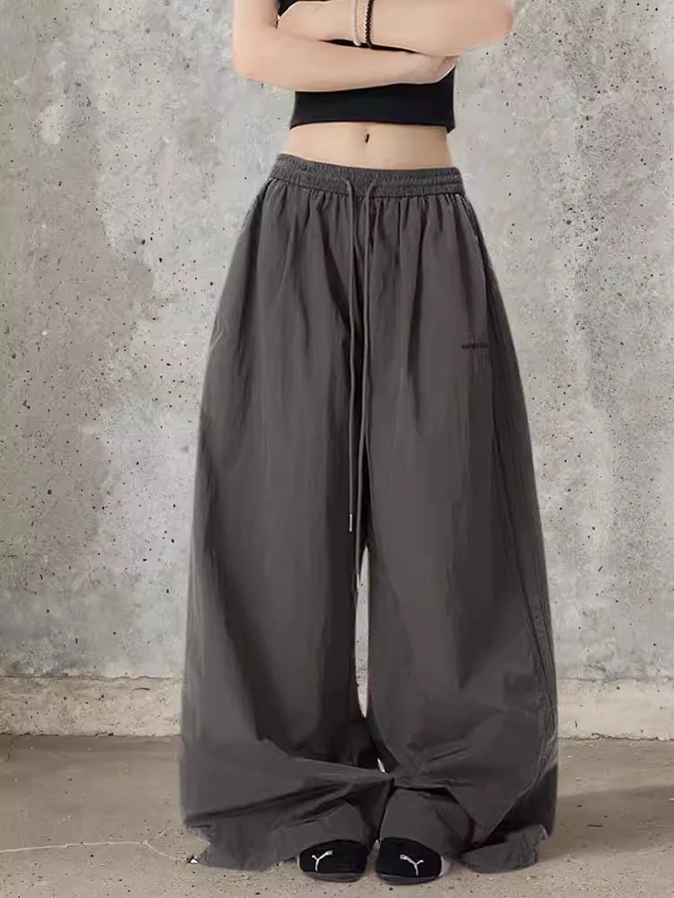 FIEREOG美式垂感宽松阔腿休闲裤男女夏季轻薄松紧腰百搭运动长裤