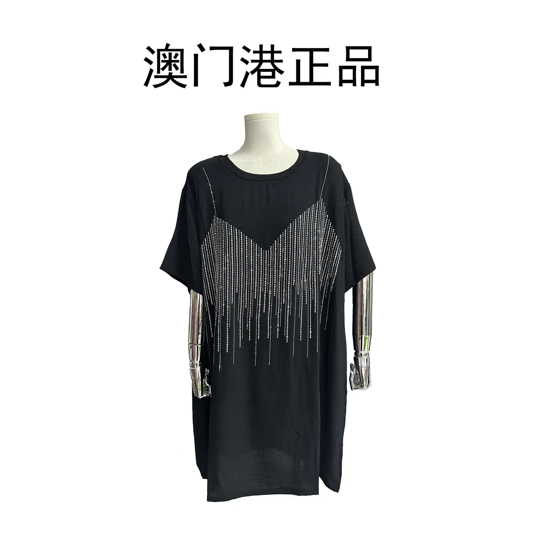 【澳门港正品】连衣裙夏季卡通动漫圆领套头短袖吸汗黑色设计师时尚