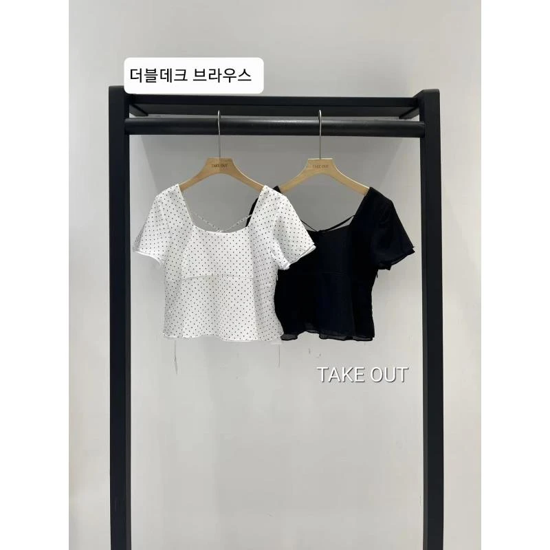 韩国欧巴家波点泡泡袖小衫328