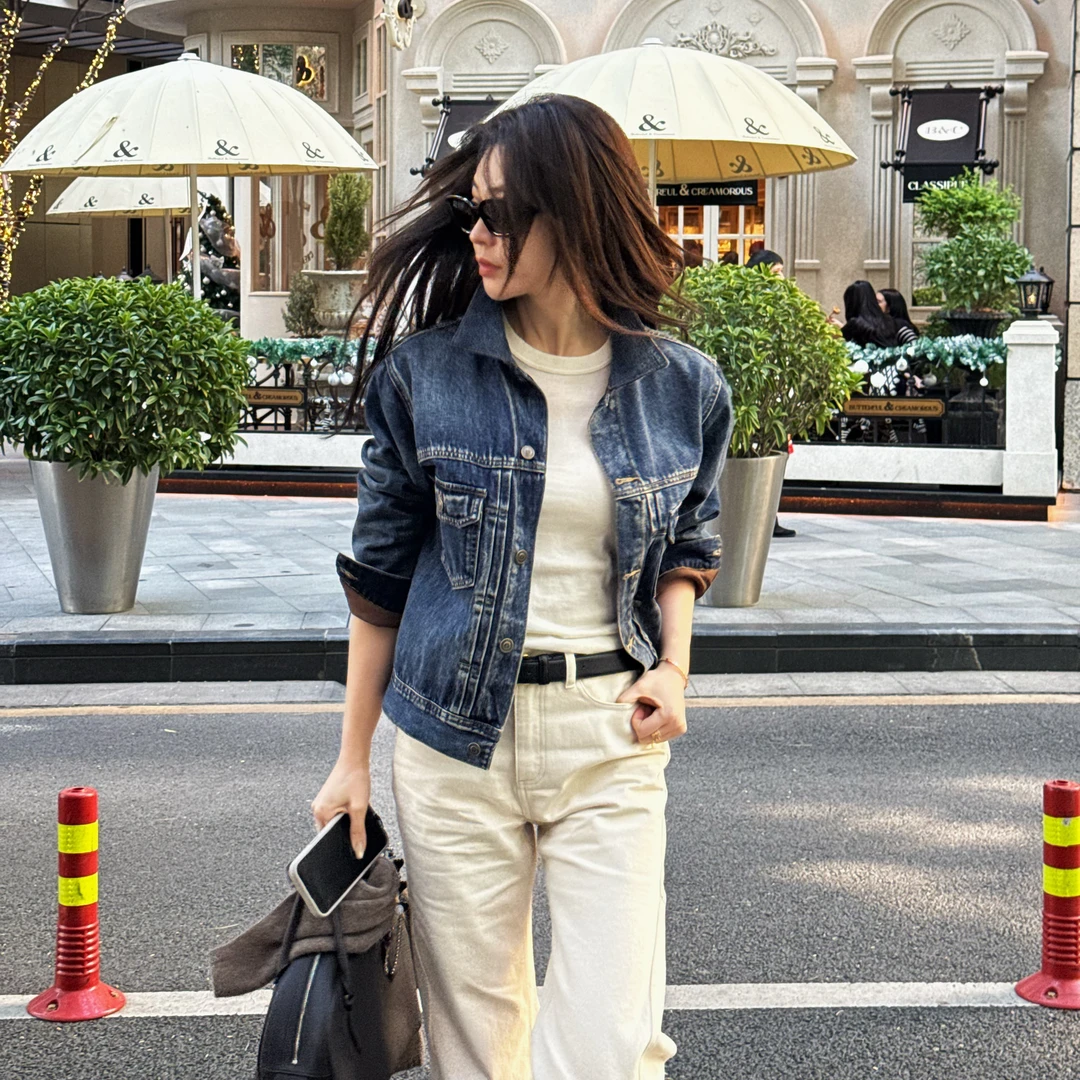 王嬛嬛MsLime‘牛仔棉服’25年休闲气质百搭牛仔外套 HC2D3087