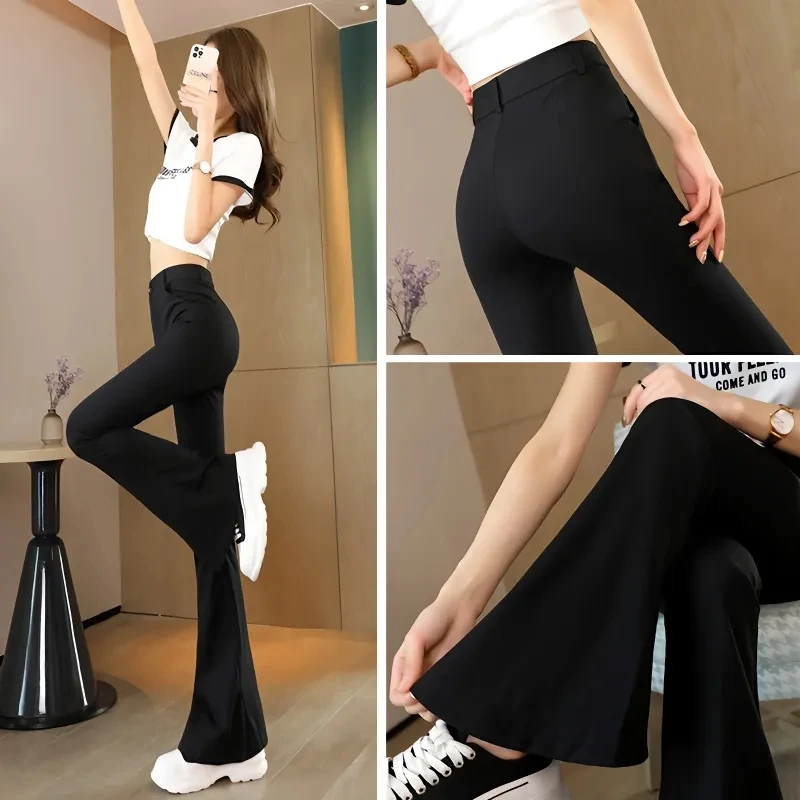 春游出行衣服微喇叭西装裤2025春夏新款高腰显瘦垂感弹力休闲裤子