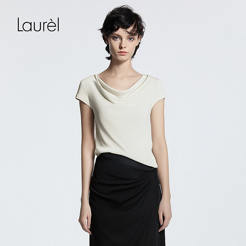 Laurel劳芮25新款法式荡领短袖上衣女LWD362Z01700