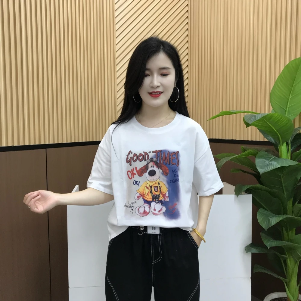 小个子卡通印花短袖T恤女2025年春夏季新款洋气圆领修身显瘦小衫