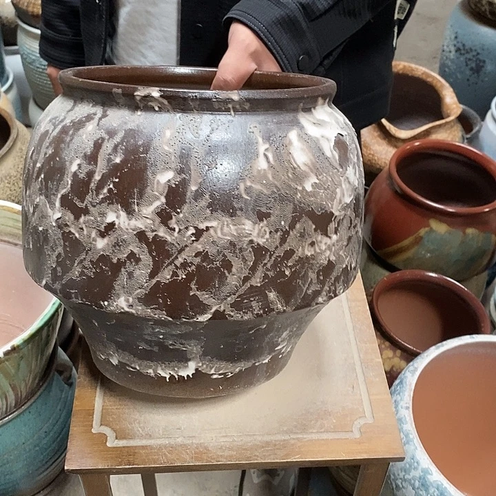 紫砂花盆口22高度25复古色………？