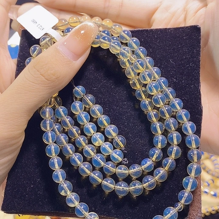 蓝珀未镶嵌珠宝奇石墨西哥蓝珀佛珠6