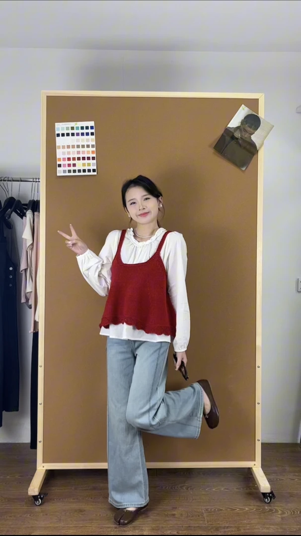 玲玲家 韩系甜美木耳边长袖衬衫女