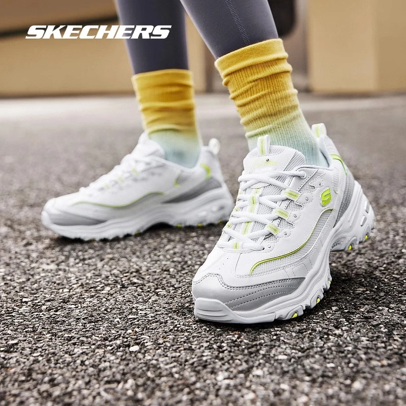 【斯凯奇】女鞋老爹鞋厚底增高缓震跑步鞋150246 DB【渣渣银镭射熊】