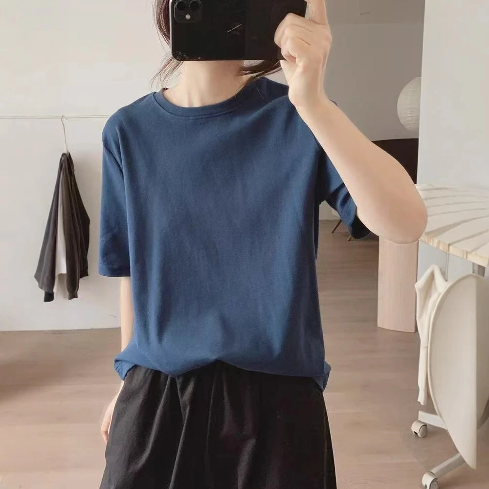 夏季新款 棉质t恤女式宽松显瘦韩版短袖简约基础款圆领打底衫319