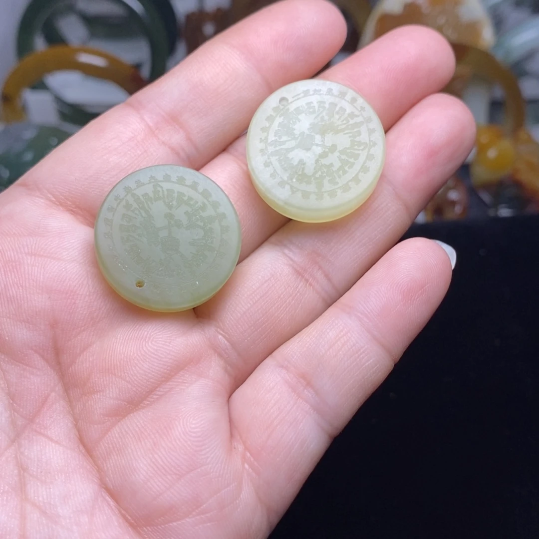 蛇纹石玉挂件平安咒未镶嵌爱****空