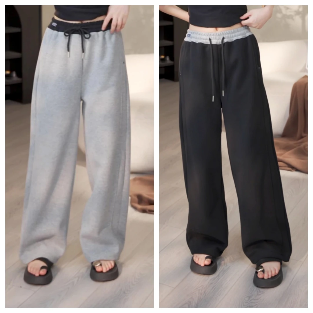 【涵妈推荐】女大童秋冬款抽绳运动裤初中生大码加绒加厚休闲卫裤冬