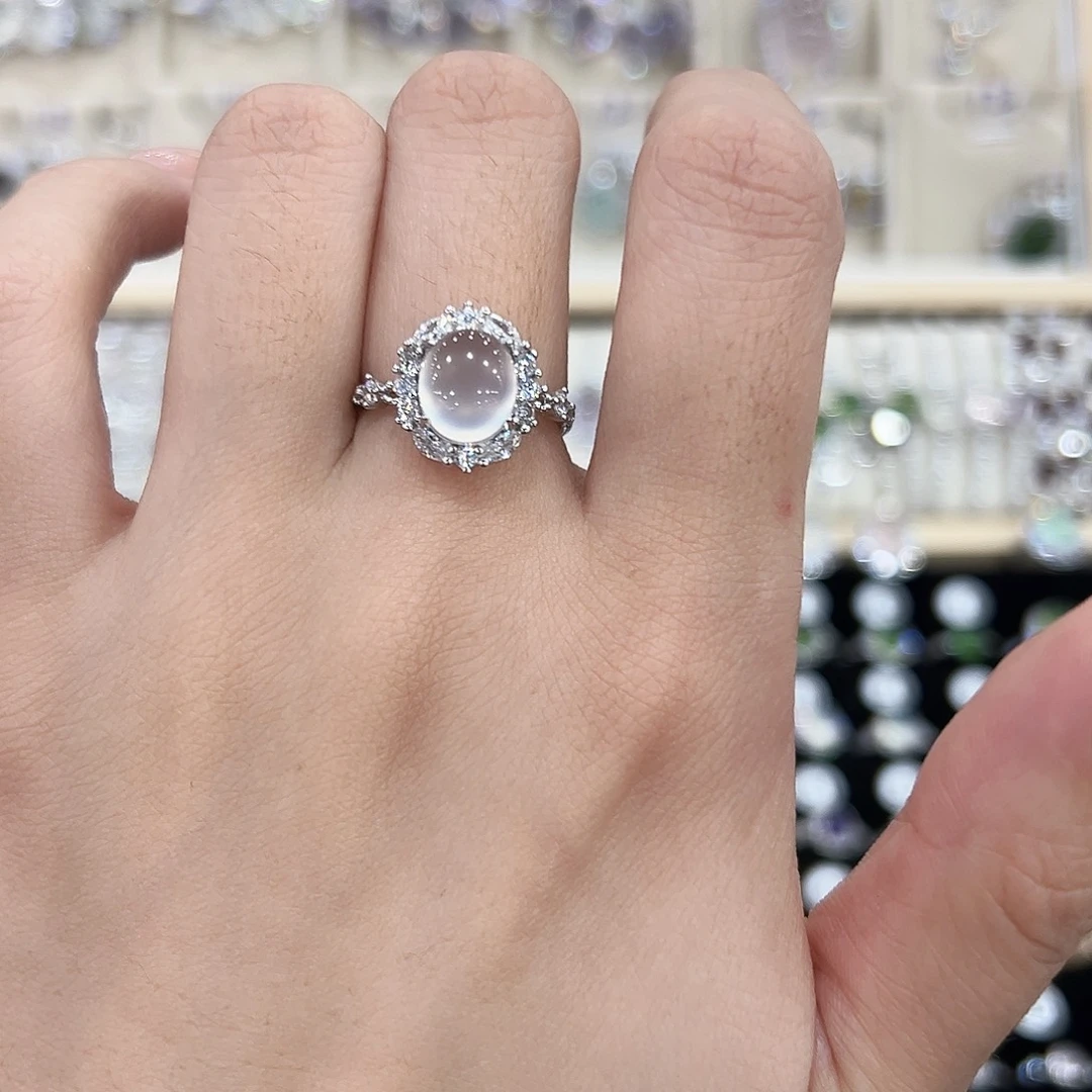 岫玉银S925镶嵌戒指