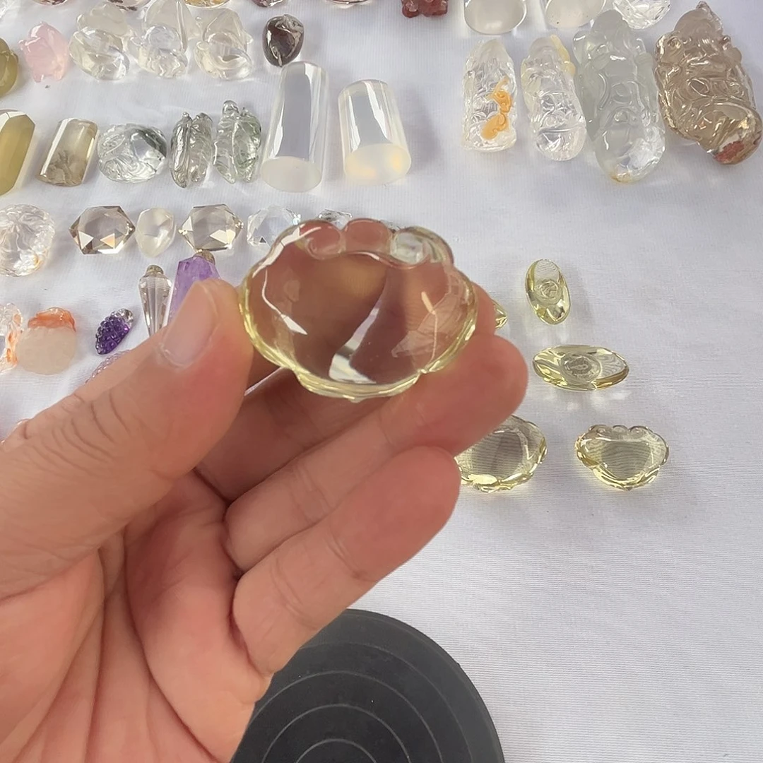 后***来银S925镶嵌珠宝半成品水晶黄水晶如意锁