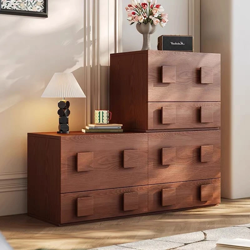 【小方块】全实木卡门柜中古风客厅小户型电视柜复古风实木斗柜的