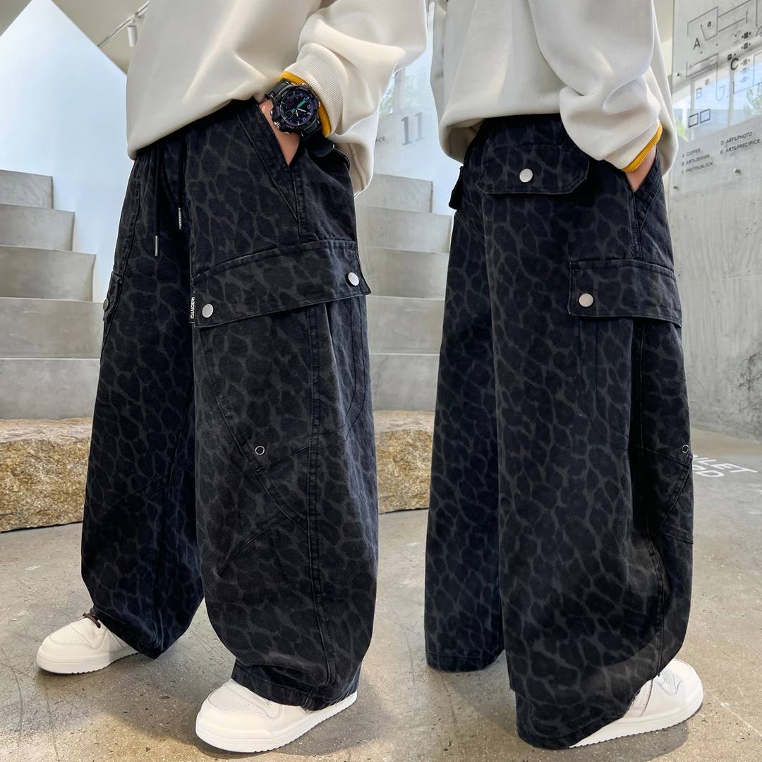 男童裤子工装裤秋冬款2025新款中大儿童装秋季时髦加绒休闲长裤潮