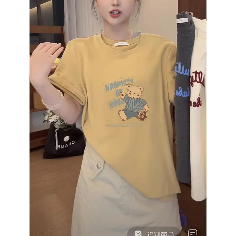 2025新款正肩纯棉短袖T恤女装时尚百搭洋气减龄上衣打底衫夏季潮