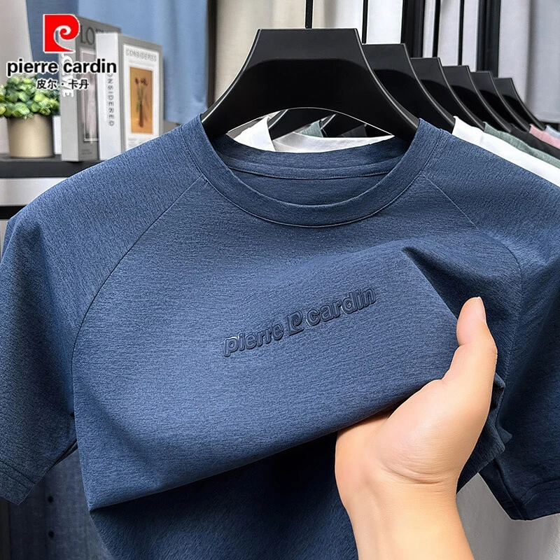 皮尔卡丹短袖T恤男士2025夏季新款冰感免烫透气休闲时尚半袖上衣