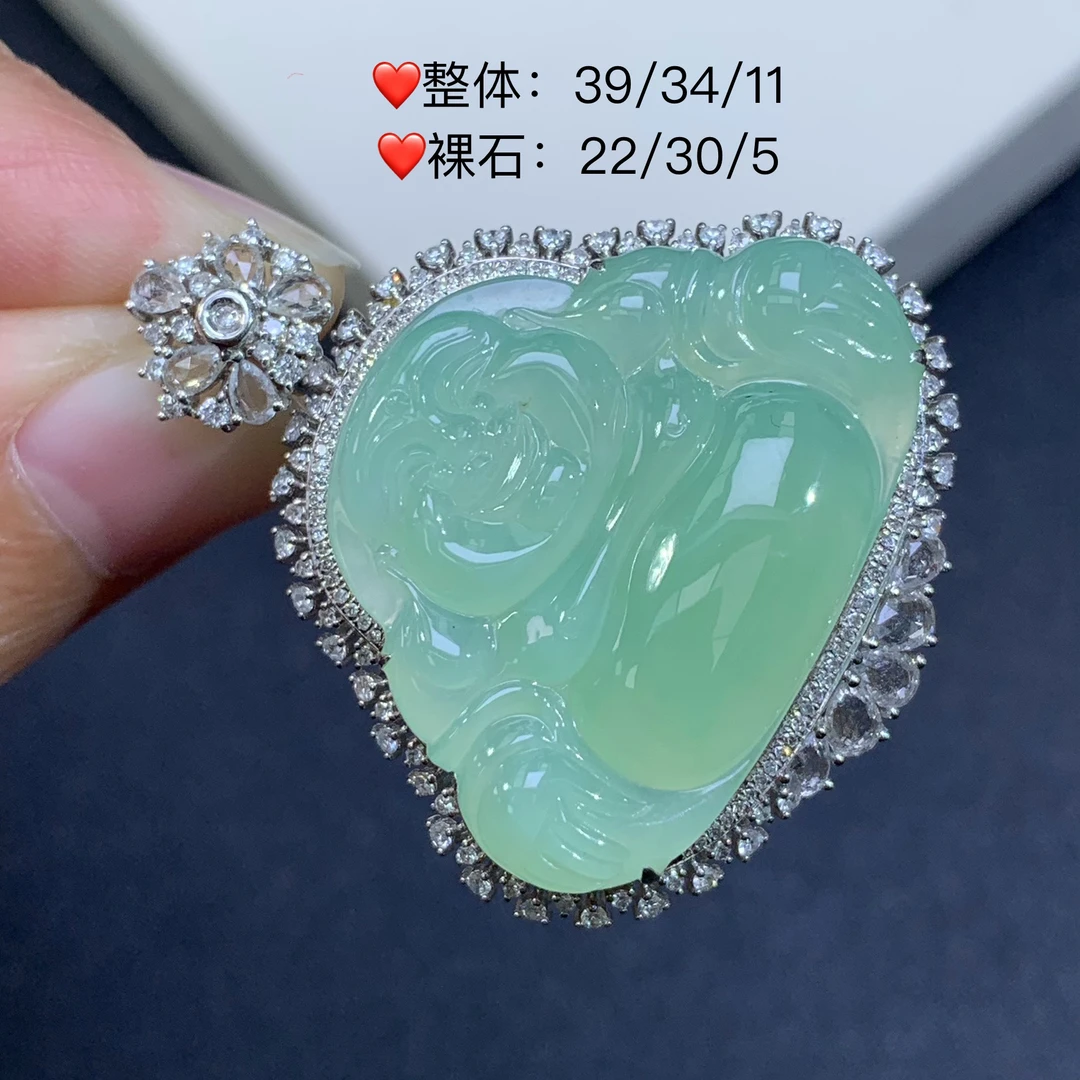 新品推荐·18K金冰种起胶冰晴佛公缅A翡翠玉石吊坠气质高级精致