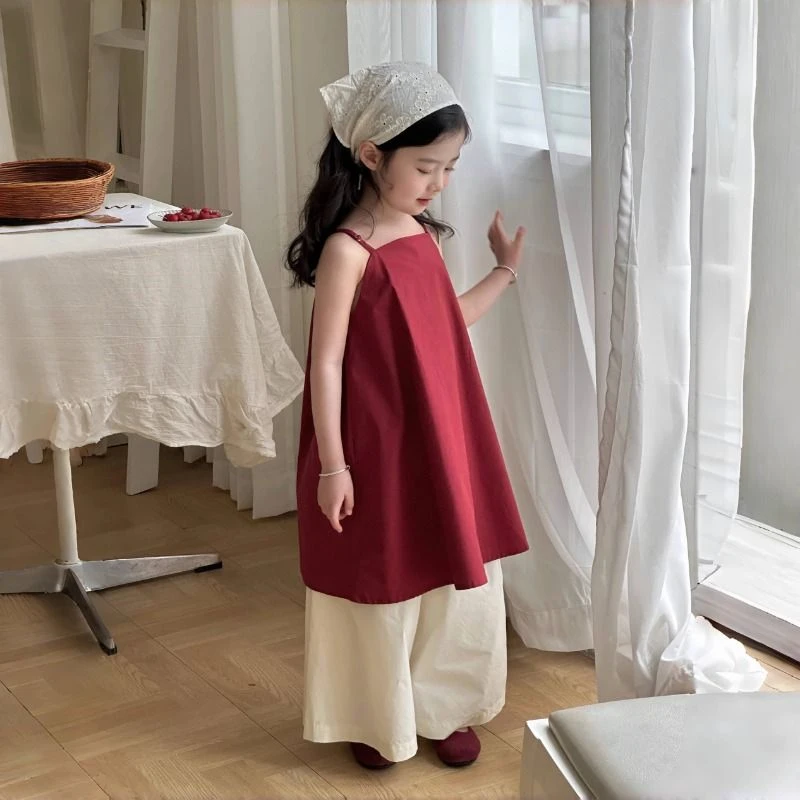 女童中长款A字吊带裙2025夏季新品宝宝时尚阔腿裤沙滩公主裙