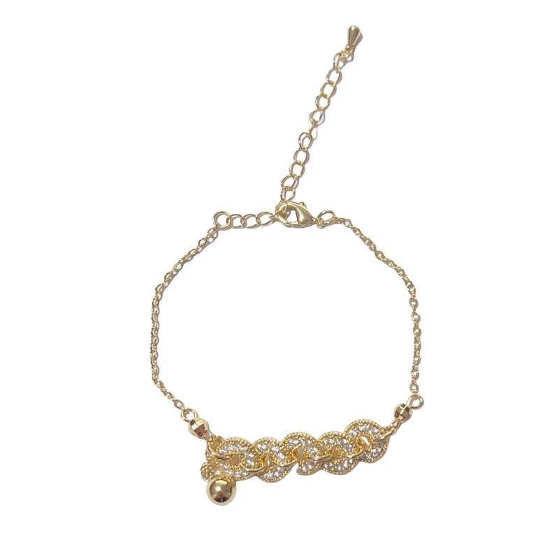 合金锆石手链 微镶锆石碎冰冰五帝钱手链女精致时尚简约手饰