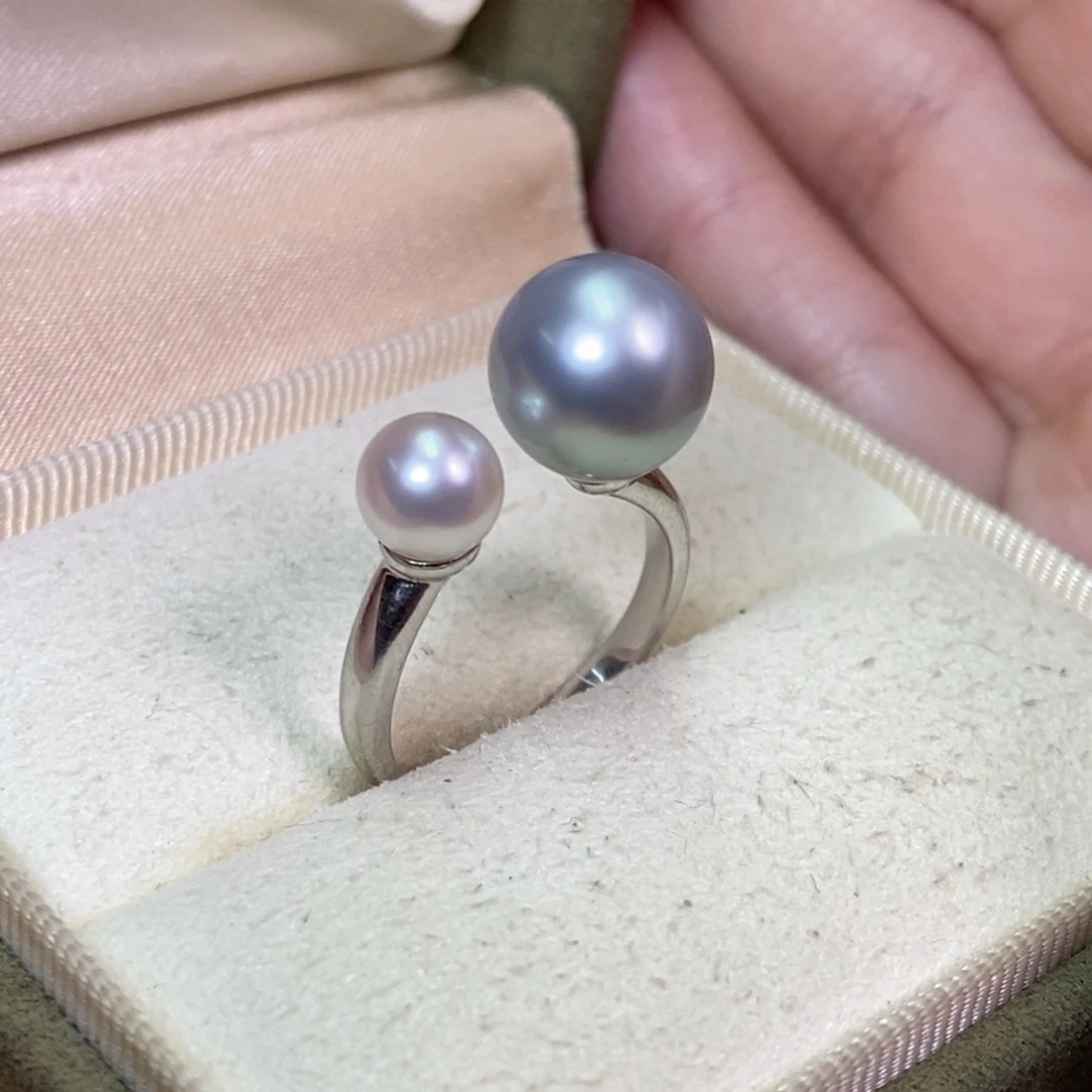 银S925镶嵌戒指海水珍珠