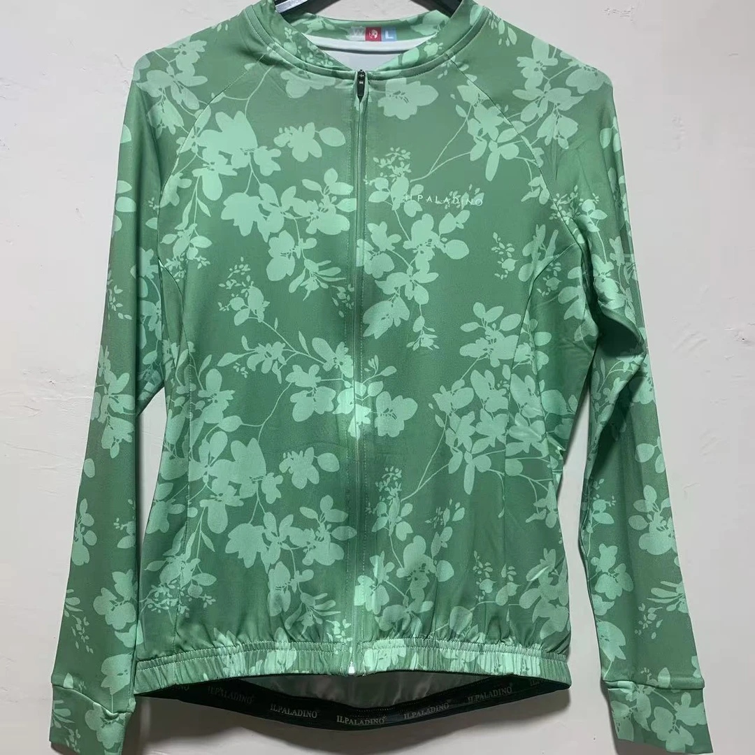 SQ 5139【绿树叶牛奶丝长袖女士 】ILPALADINO专业版骑行服高弹