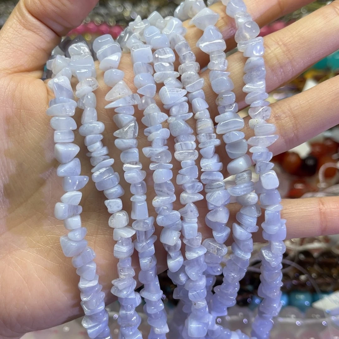 玛瑙/玉髓散珠天然蓝纹玛瑙卡8长条38厘米