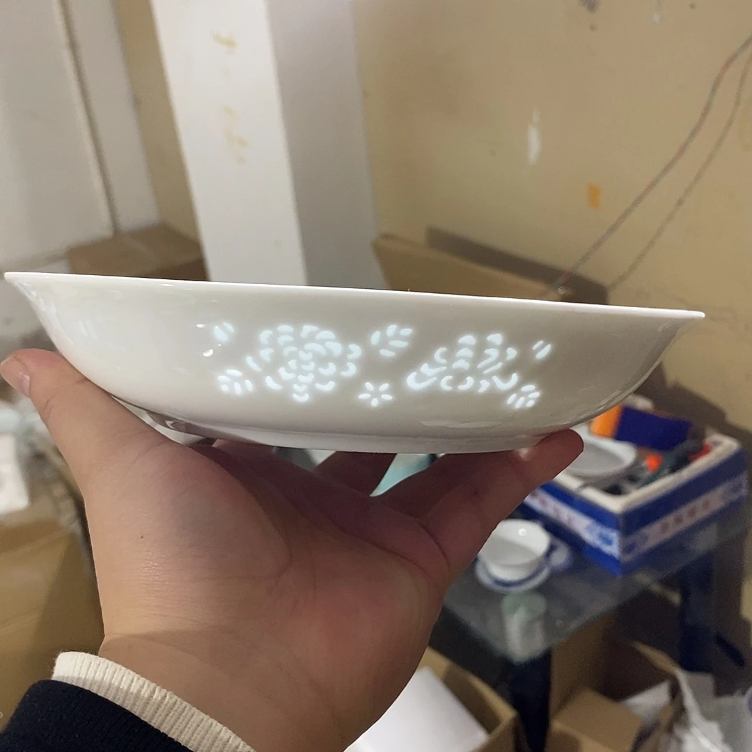 摆件陶8寸高温玲珑瓷碗2支ma