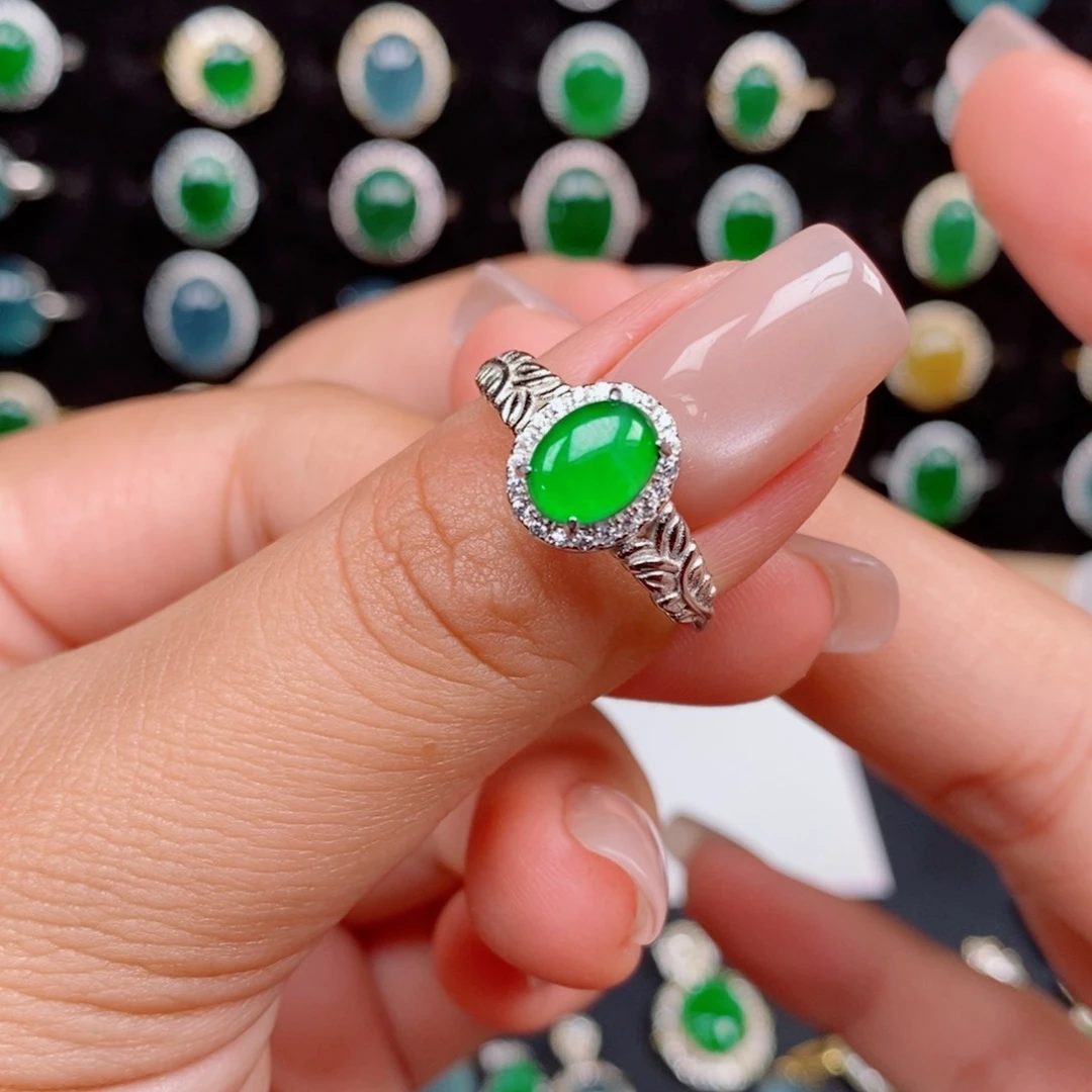 银S925镶嵌戒指翡翠