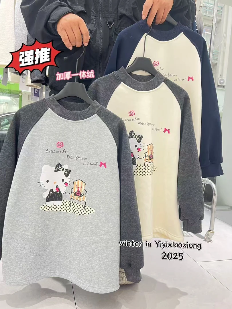 F303儿童加绒卫衣小猫电话款82552