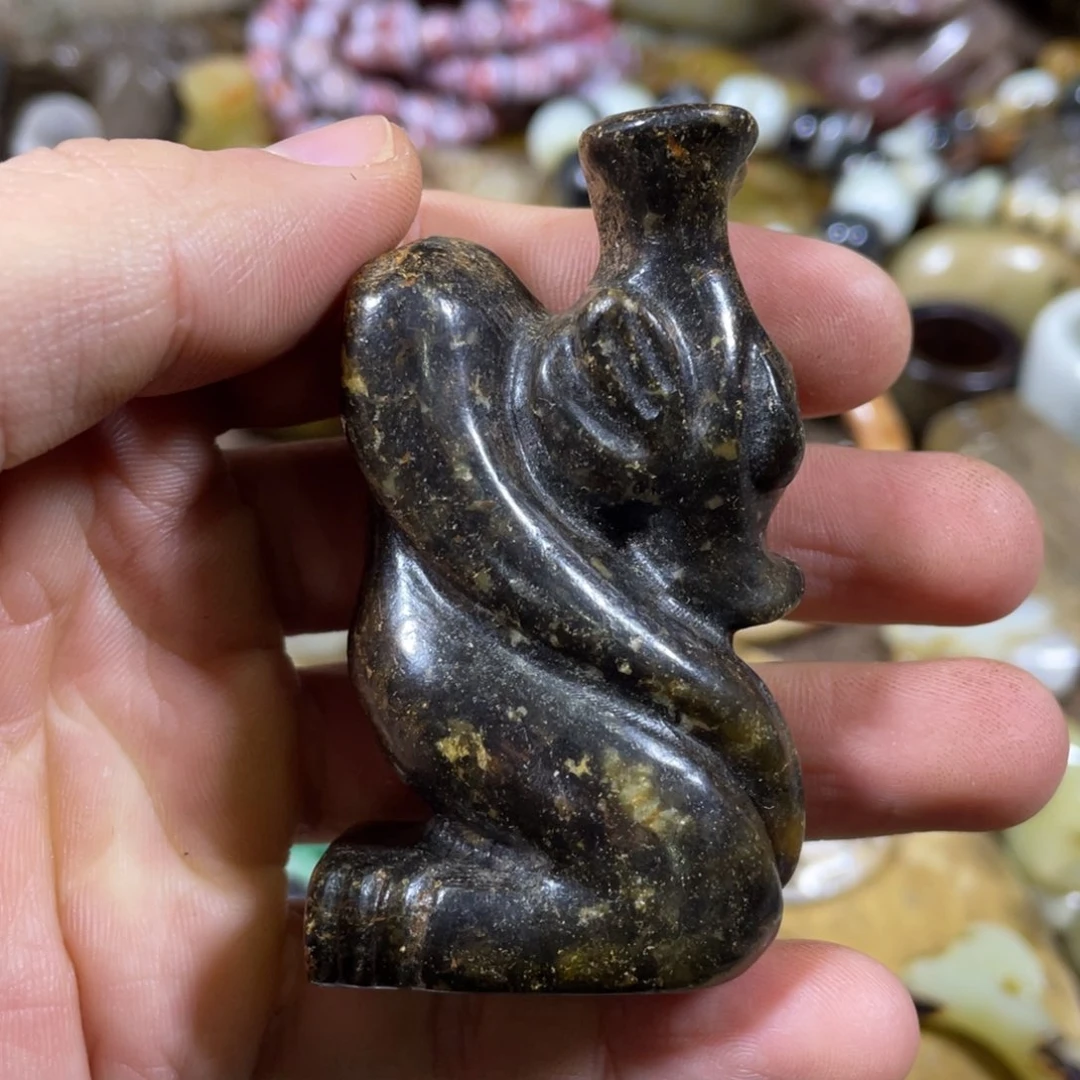 和田玉吊坠(不含链)足铂镶嵌