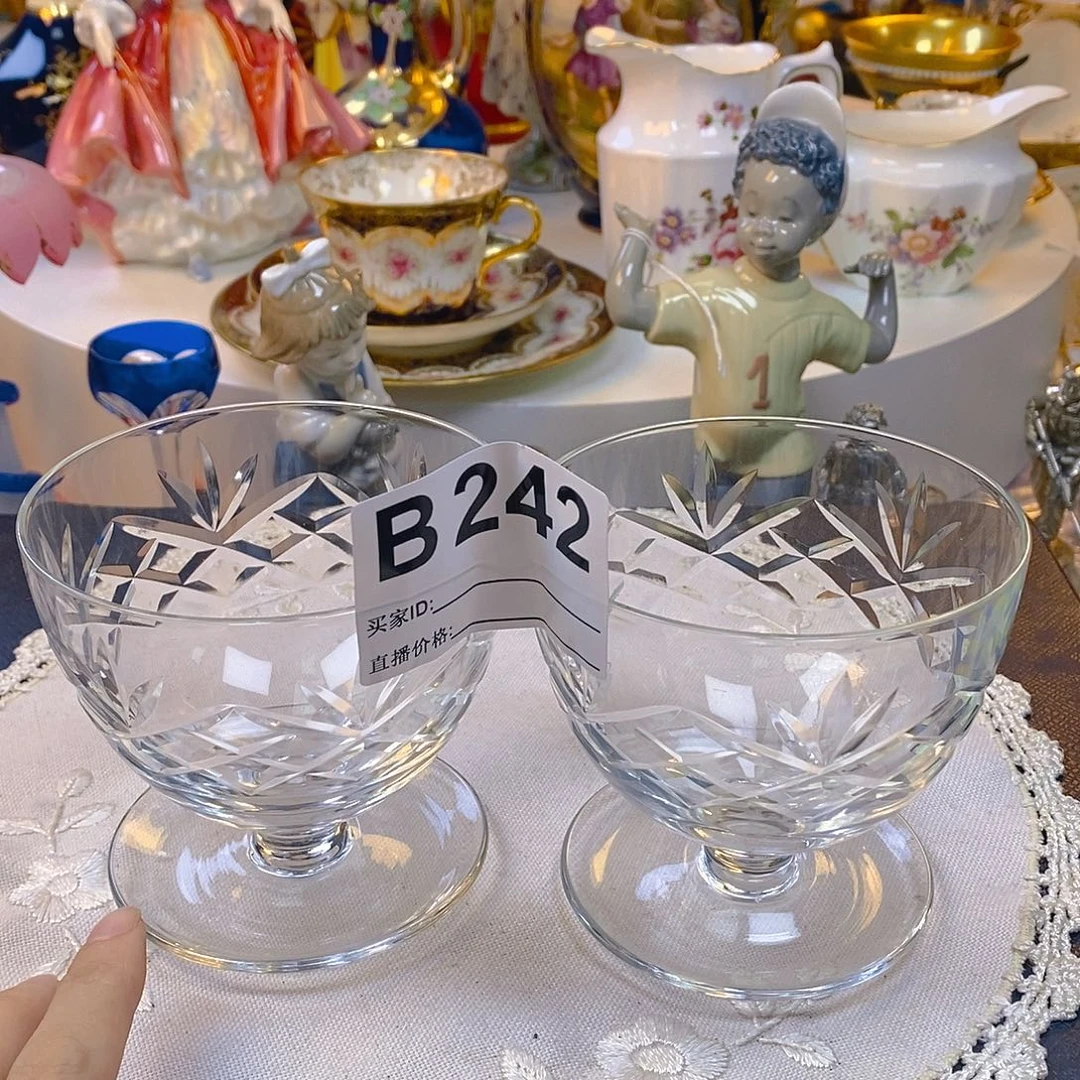 瓷片咖啡杯水晶杯摆件