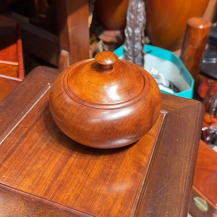 大果紫檀（缅甸花梨）茶叶罐14公分
