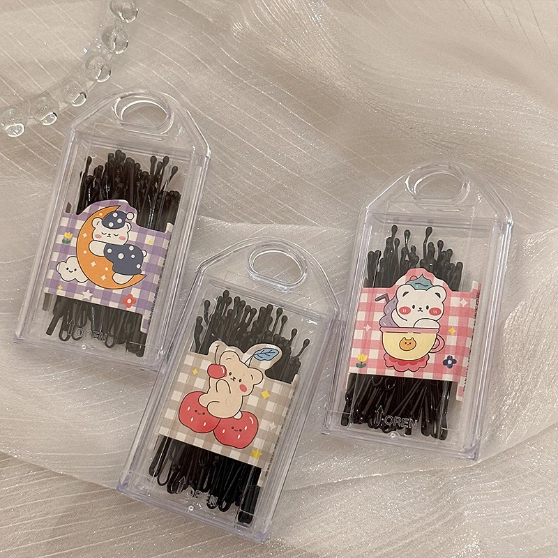 30支装实用黑色一字夹少女百搭刘海夹基础侧边碎发夹子造型钢夹